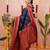 navy soft art silk saree with unstiched blouse