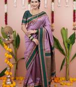 lavender green soft art silk saree with unstiched blouse