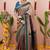 chikoo soft art silk saree with unstiched blouse