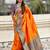 Orange soft silk saree with unstiched blouse