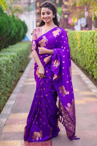 wine soft moonga art silk saree with unstiched blouse