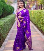 wine soft moonga art silk saree with unstiched blouse