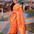 orange soft moonga art silk saree with unstiched blouse