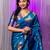 royal blue soft moonga art silk saree with unstiched blouse