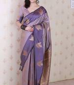 lavender soft art silk saree with unstiched blouse