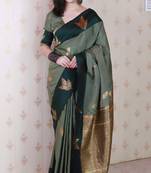 grey soft art silk saree with unstiched blouse