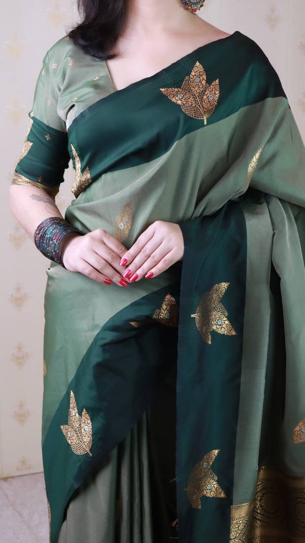 grey soft art silk saree with unstiched blouse