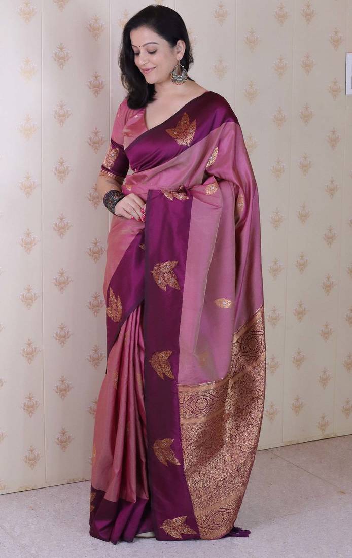 coral soft art silk saree with unstiched blouse