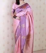 baby pink soft art silk saree with unstiched blouse