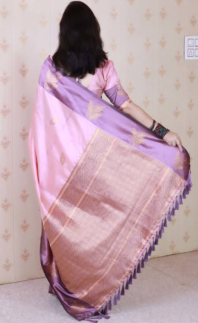 baby pink soft art silk saree with unstiched blouse