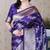 violet banarasi soft art silk saree with unstiched blouse