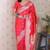 red banarasi soft art silk saree with unstiched blouse