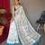 Off white printed cotton saree with blouse piece