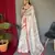 Off white printed cotton saree with blouse piece