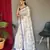 Off white printed cotton saree with blouse piece