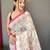 Off white printed cotton saree with blouse piece