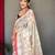 Off white printed cotton saree with blouse piece