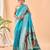 Blue woven silk saree with blouse piece
