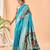 Blue woven silk saree with blouse piece