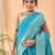 Blue woven silk saree with blouse piece