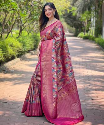 Wine woven kanchipuram silk saree with blouse piece 2