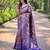 Purple woven kanchipuram silk saree with blouse piece