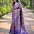 Purple woven kanchipuram silk saree with blouse piece
