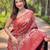Red woven kanchipuram silk saree with blouse piece