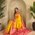 Yellow woven kanchipuram silk saree with blouse piece