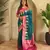 Teal woven kanchipuram silk saree with blouse piece