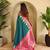 Teal woven kanchipuram silk saree with blouse piece