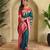 Teal woven kanchipuram silk saree with blouse piece