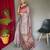 Pink printed cotton saree with blouse piece