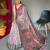 Pink printed cotton saree with blouse piece