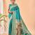 Turquoise woven silk saree with blouse piece