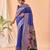 Blue woven silk saree with blouse piece