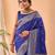 Blue woven silk saree with blouse piece