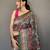 Turquoise printed silk saree with blouse piece