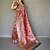 Pink printed silk saree with blouse piece