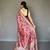 Pink printed silk saree with blouse piece