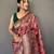 Pink printed silk saree with blouse piece