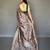 Grey printed silk saree with blouse piece