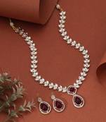 Maroon color kundan necklace set