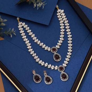 Maroon color kundan necklace set 1
