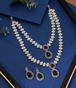 Maroon color kundan necklace set