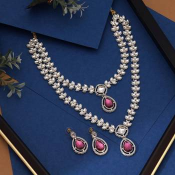 Purple color kundan necklace set 1