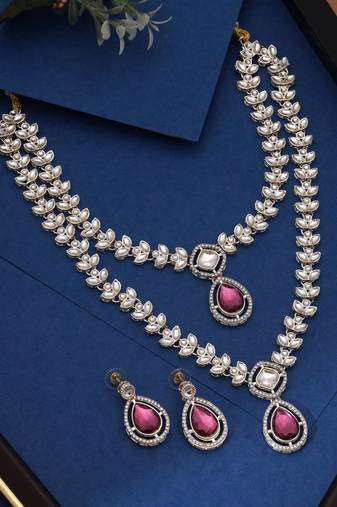 Purple color kundan necklace set