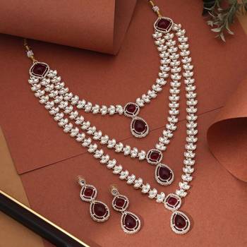 Maroon color kundan necklace set 2
