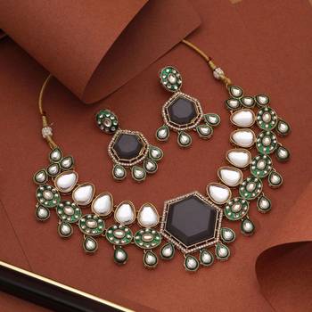 Grey color kundan necklace set 2
