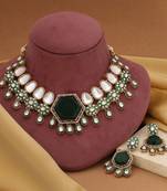 Green color kundan necklace set